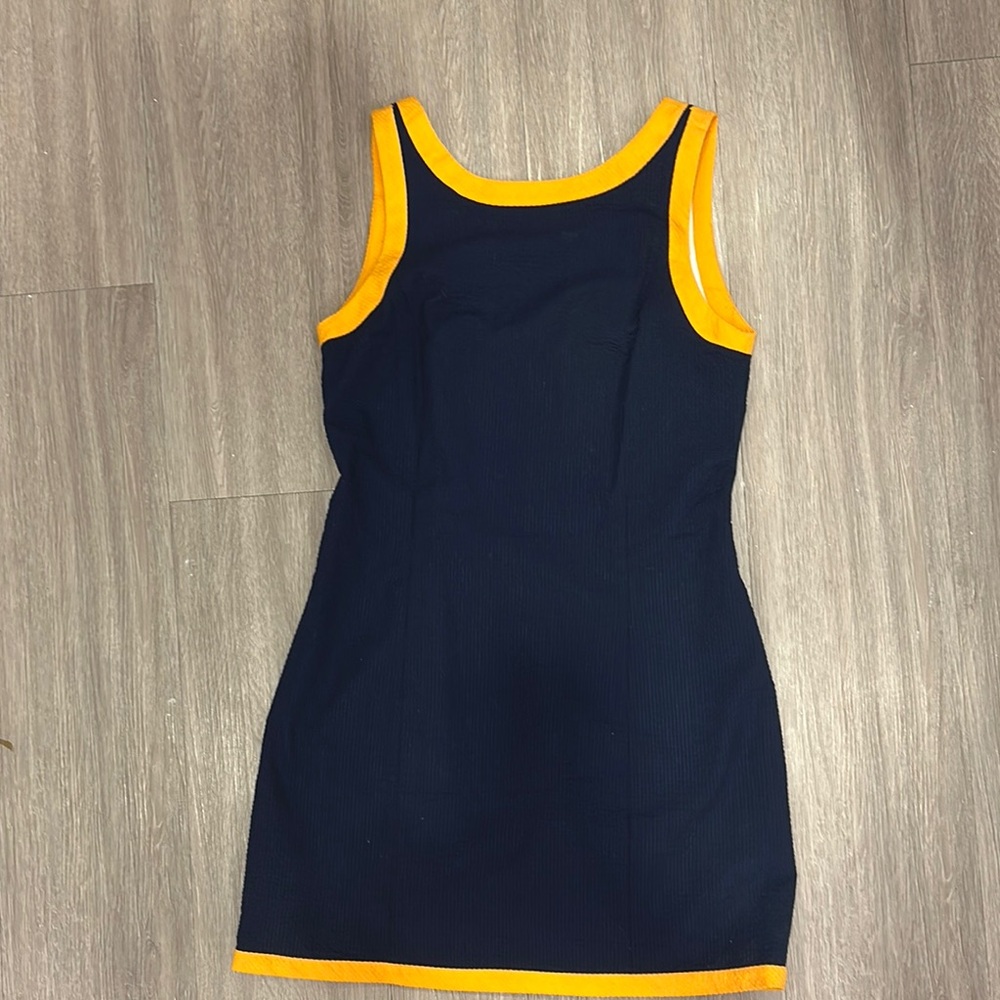 Navy Dress with Orange Trim